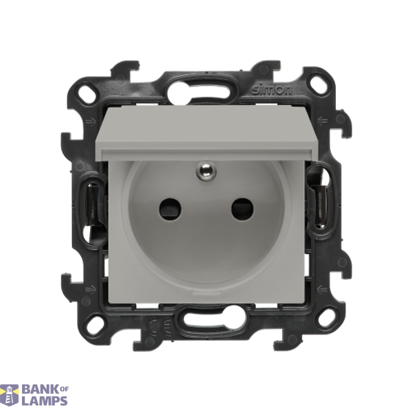 SOON ON SALE, single socket outlet with earthing for IP44 version without frame seal, with shutters, (module), Simon 24, IP44, 16A, cashmere image 1