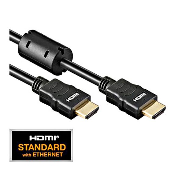 HDMI 1.4 Cable, 2x HDMI19 Typ A male, Ferrit/Gold,Black, 3m image 1