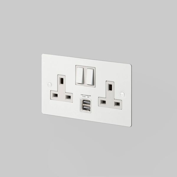 2G UK PLUG SOCKET / USB / WHITE image 1