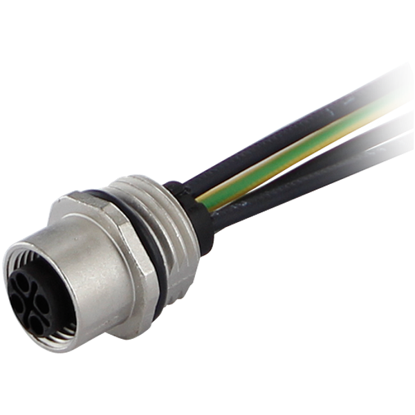 M12 Power female recept. S-cod. front PE-X-wires 4x1.5 0.5m image 1