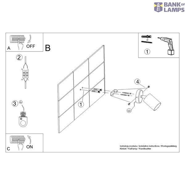 WALL LAMP LEMMI 1 BLACK GU10 1X40 IP20 image 3