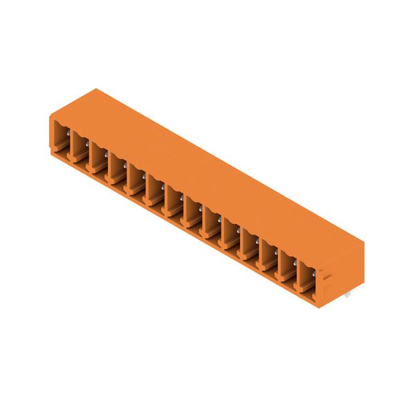PCB plug-in connector, male header, closed side, THT solder connection, 3.81 mm, Number of poles: 14, 270°, Solder pin length (l): 3.2 mm, tinned, orange, Box image 4