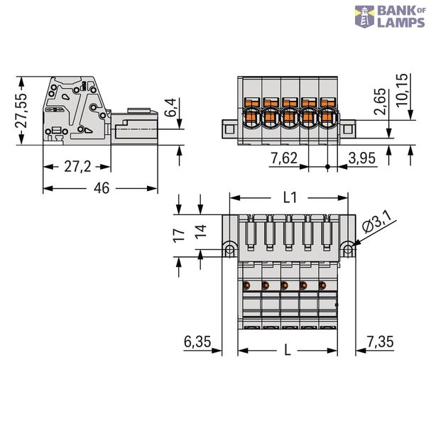831-3204/109-000 1-conductor male connector; Push-in CAGE CLAMP®; 10 mm² image 2