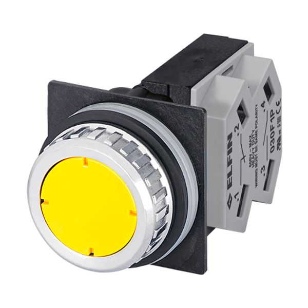 Push-button with guard, yellow, N.O.+N.C. image 1