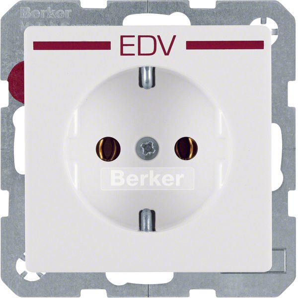 SCHUKO soc. out. "EDV" imprint in red, Q.1/Q.3, p. white velvety image 1