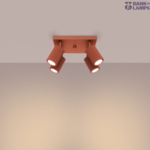 CEILING LAMP WITH FOUR SPOTLIGHTS ON A SQUARE RED CARBON ROSETTLE 4XGU10 image 6