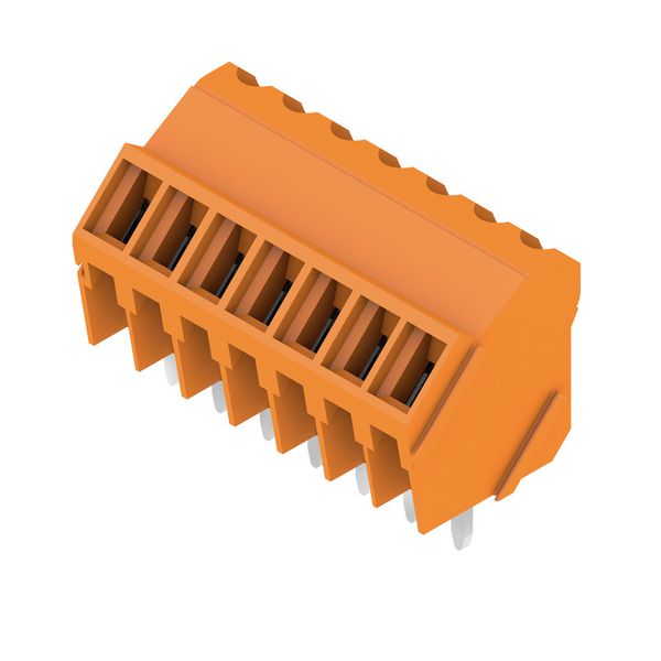 Printed circuit board terminals, 3.50 mm, Number of poles: 7, 135°, Solder pin length (l): 3.2 mm, tinned, orange, Clamping yoke connection, Clamping range, max. : 2.08 mm², Box image 2