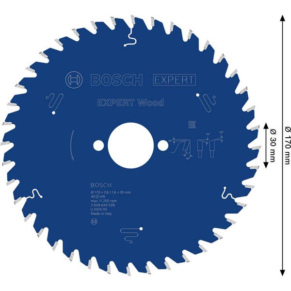 Circular saw blade Expert for Wood 170 x 30 x 2,6 mm, 40 image 1