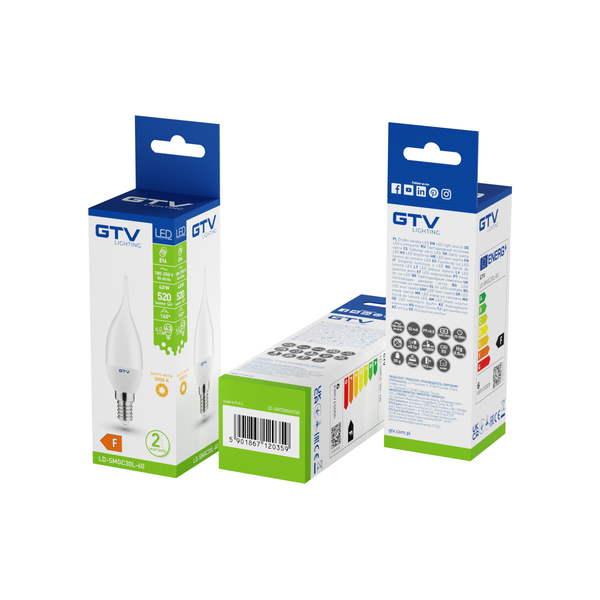 LED BULB, A-G, C30L, SMD 2835, 3000K, E14, 6,0W, AC180-250V, 160°, 520lm, 52mA image 2