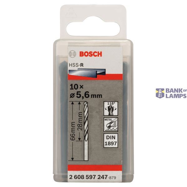 Stub drill bits, HSS-R, DIN 1897 5,6 x 28 x 66 mm 10 pcs. image 2