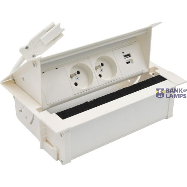 Mediaport Cover: 2x250V E type + USB A+C charger, 10 cm cable; white image 1