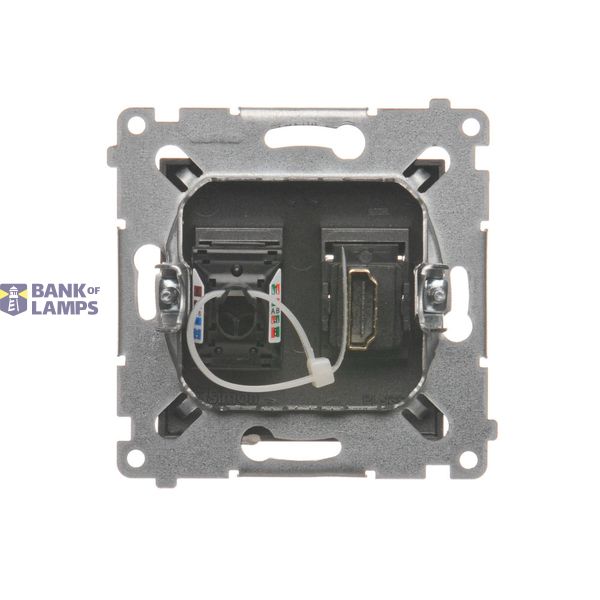 Double socket outlet with Schuko earthing and shutters, Complete product, 16A, Screw, matt aluminum image 1