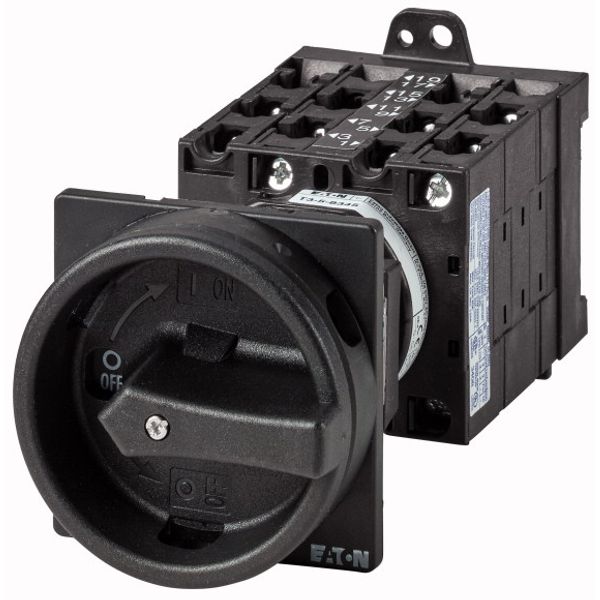 T3-5-8346/V/SVB-SW Main switch, T3, 32 A, rear mounting, 5 contact unit(s), 10-pole, STOP function, With black rotary handle and locking ring image 1