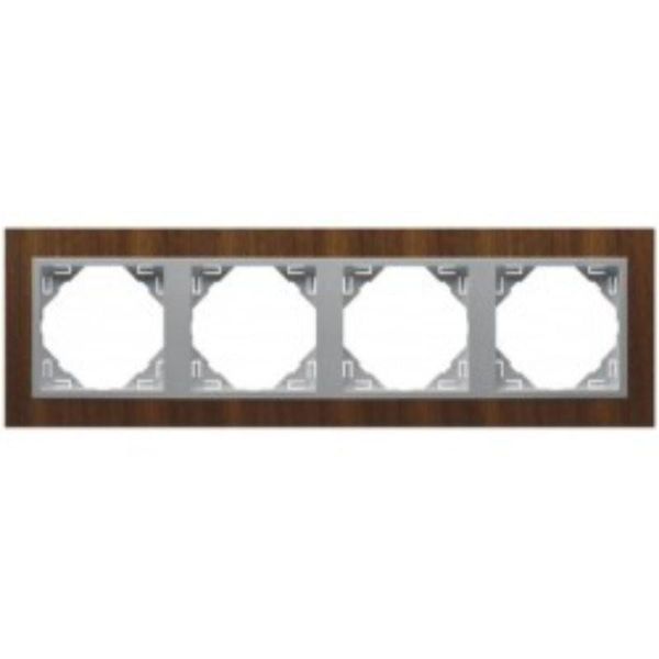 FOUR-GANG FRAME WALNUT-TREE/ALUMIUM image 1