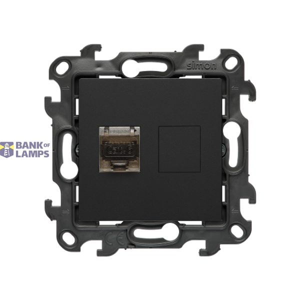 Single IT socket RJ45 category 6, (module), Simon 24, IP20, black matt image 1