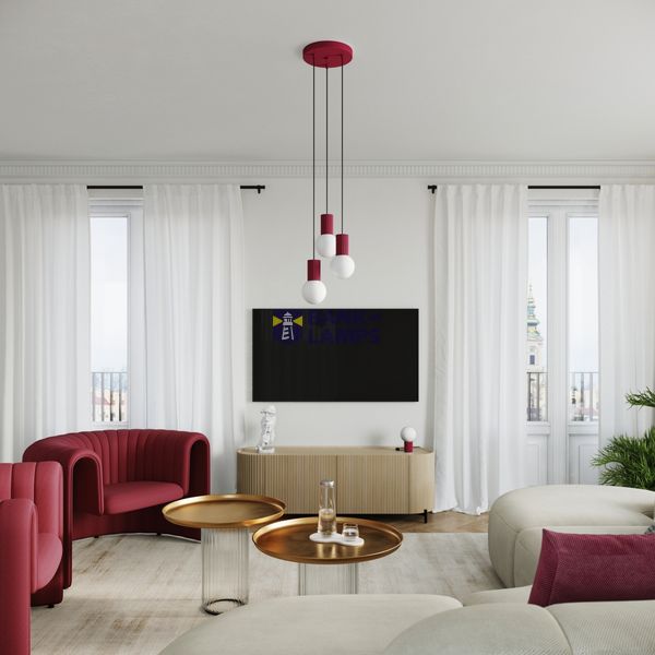 Pendant lamp HALO 3P burgundy image 15