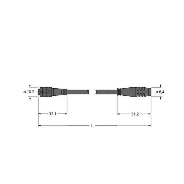 Actuator and Sensor Cable, PUR Extension Cable   PKG4Z-0.15-PSG4S/TXL image 1