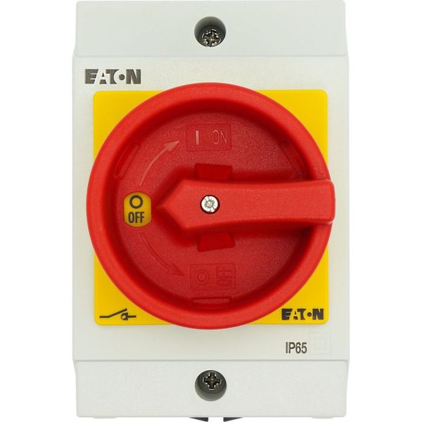 T0-3-8342/I1/SVB Main switch, T0, 20 A, surface mounting, 3 contact unit(s), 6 pole, Emergency switching off function, With red rotary handle and yellow locking ring, image 51