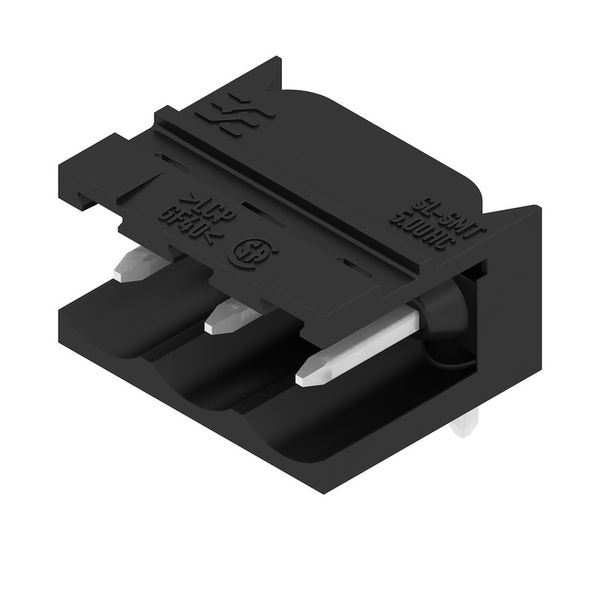 PCB plug-in connector, male header, open side, THT/THR solder connection, 5.00 mm, Number of poles: 3, 90°, Solder pin length (l): 3.2 mm, tinned, black, Box image 3