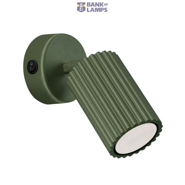 STYLISH WALL LAMP WITH SWITCH AND GROOVED OLIVE LAMPSHADE, KARBON FAMILY image 2