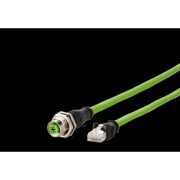 M12 Industrial Ethernet cable, D-coded, 1.0 m, M12 jack straight - RJ4 image 2