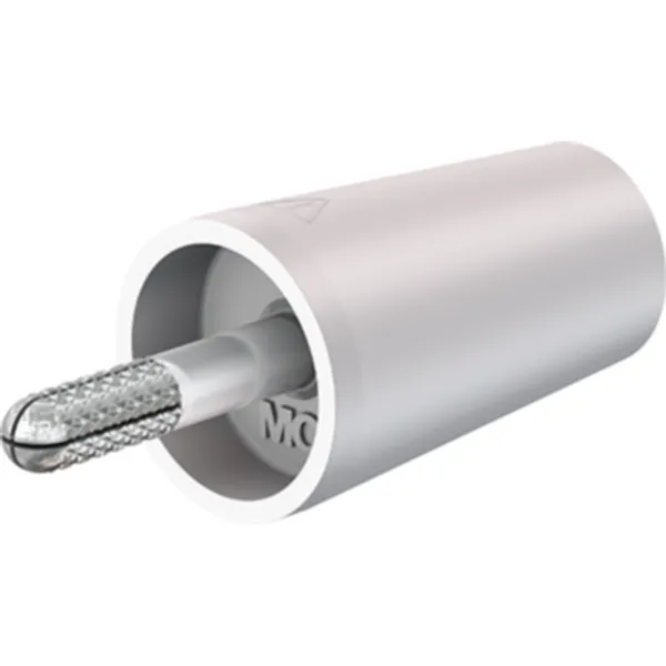 Screw-clamping adapter, 4 mm plug, spreadable to 4 mm socket, white, CAT II, 24.0161-29 image 1