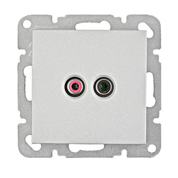 Audio socket, screw clamps, silver image 1