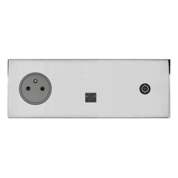 Art d'Arnould universe Epure 2P+E power socket, RJ45 socket and television socket - mirror steel image 1