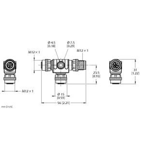 2-Way Splitter T-splitter without cable for AIDA safety   VT2-FKM5-FKM5-FSM5/YE image 2