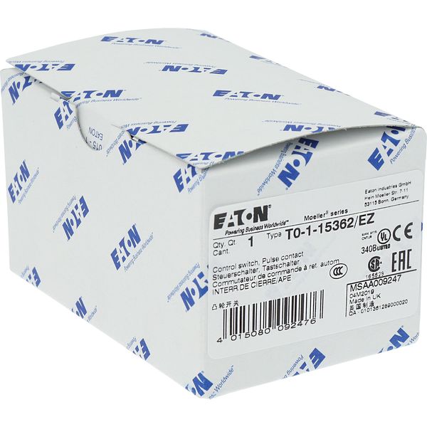 T0-1-15362/EZ ON-OFF button, T0, 20 A, center mounting, 1 contact unit(s), Contacts: 2, 45 °, momentary, With 0 (Off) position, with spring-return, STOP>I image 23