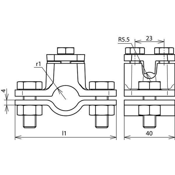 Earthing pipe clamp D 27mm w. connect. clamp Rd 4-10mm MCI / St/tZn image 2