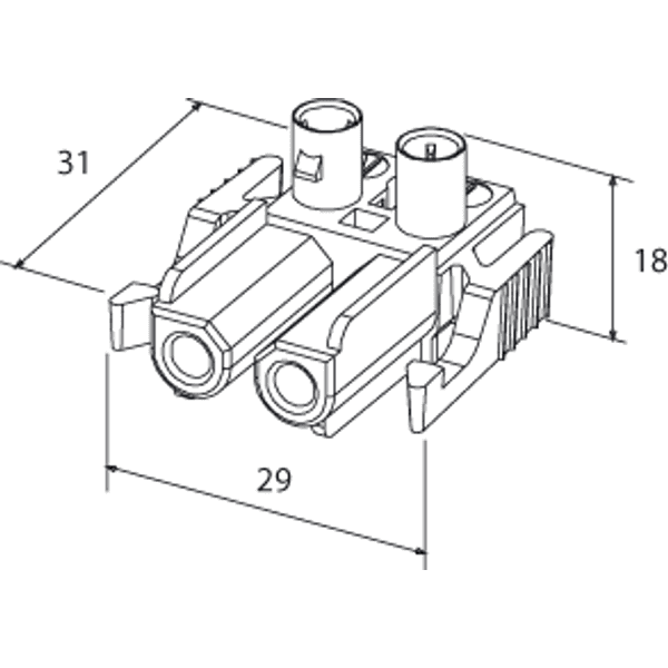 Screwless coupler 2-p socket, blue image 2