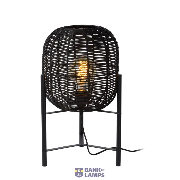Lucide HERMINE - Table lamp - Ø 30 cm - 1xE27 - Black image 1