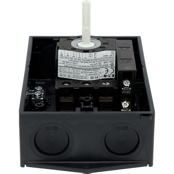 P1-25/I2-SI/HI11-SW Safety switch, P1, 25 A, 3 pole, 1 N/O, 1 N/C, STOP function, With black rotary handle and locking ring, Lockable in position 0 with cover interlock, image 24