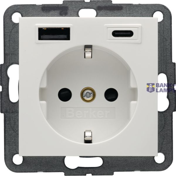 WCD RA, USB A + USB C (PD), Berker S.1/B.3/B.7 polar white glossy image 1