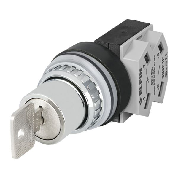 Key selector switch, 2-position, K95 key, Cam C, key removal 0, spring return from LH, N.O.+N.C. image 1