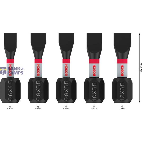 PRO Slotted Impact Bit, SL4.5, SL5.5(x2), SL5.5, SL6.5, 25 mm, 5 pcs image 2