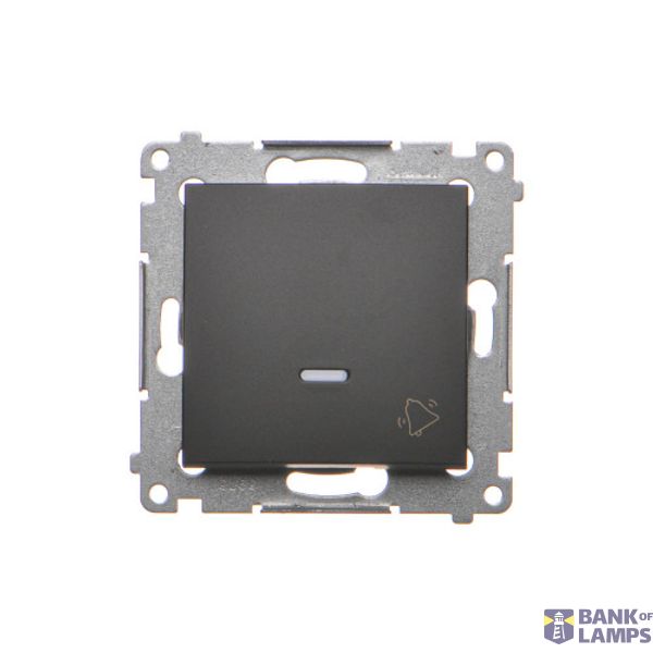 "Bell" push button with LED indicator light, (module), 10AX, quick connection, black matt image 1
