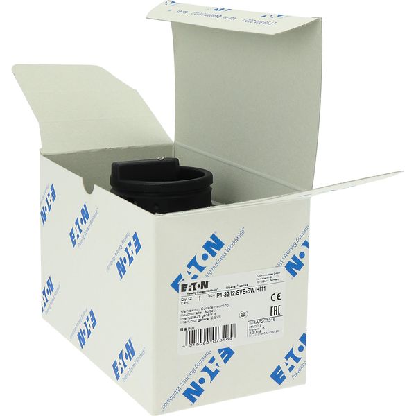 P1-32/I2/SVB-SW/HI11 Main switch, P1, 32 A, surface mounting, 3 pole, 1 N/O, 1 N/C, STOP function, With black rotary handle and locking ring, Lockable in the 0 (Off) posit image 35