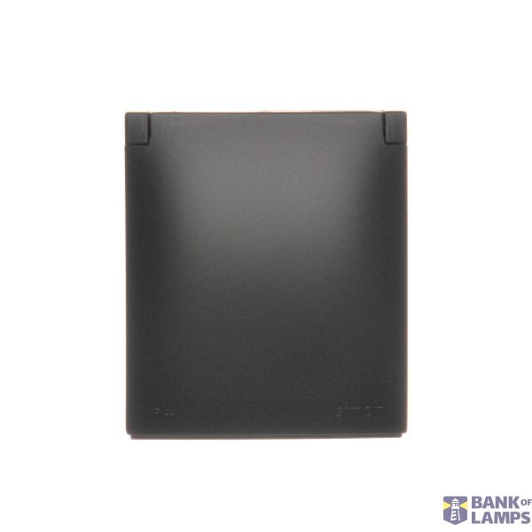 Single Schuko socket, IP44, same color flap and cover, black matt, 16A image 1