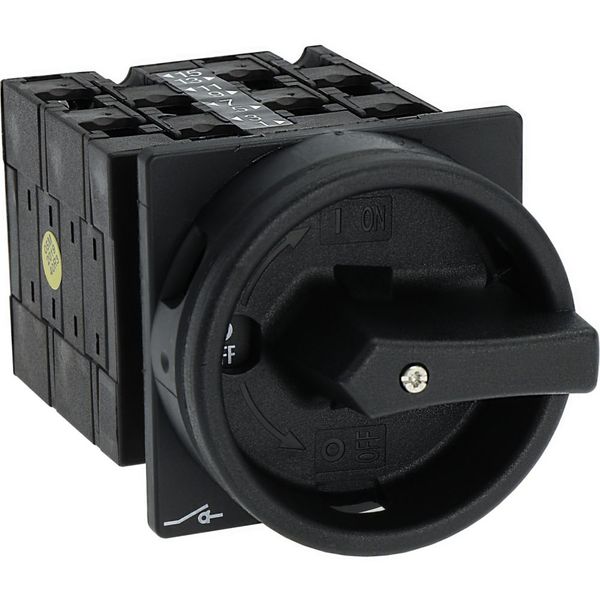 T3-4-15682/EA/SVB-SW Main switch, T3, 32 A, flush mounting, 4 contact unit(s), 6 pole, 1 N/O, 1 N/C, STOP function, With black rotary handle and locking ring, Lockable in image 20