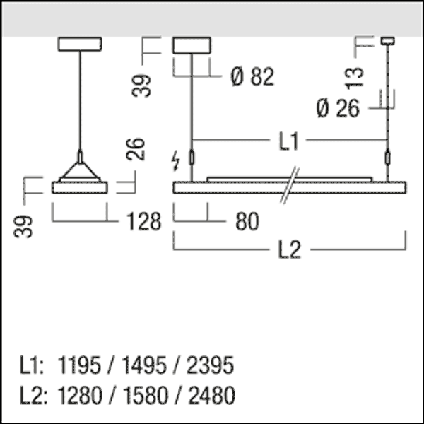 CLEVO ID 8800-Z40 L2480 LDO WH WHM - LED pendant luminaire image 4
