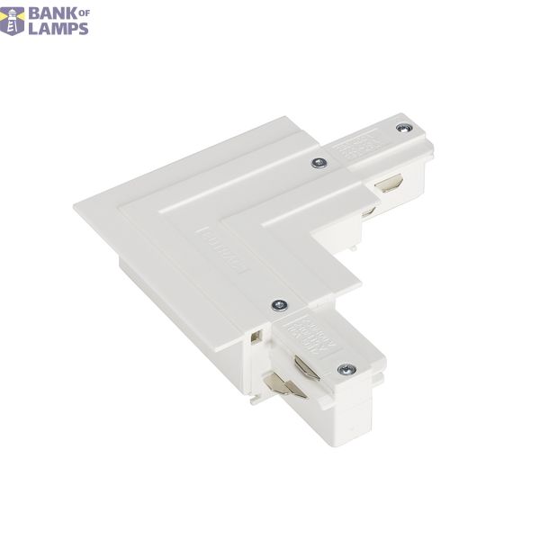 EUTRAC L-connector for 3- circuit recessed track, white, outer earth image 1