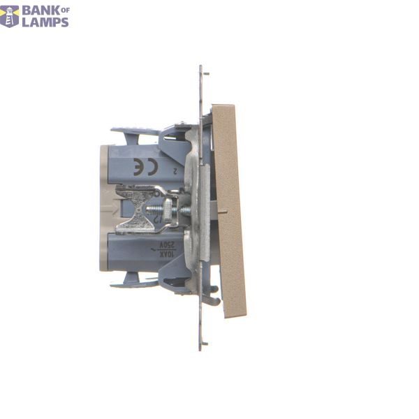 Socket outlet with earthing and shutters, (module), Simon 24, IP20, 16A, champagne matt image 1