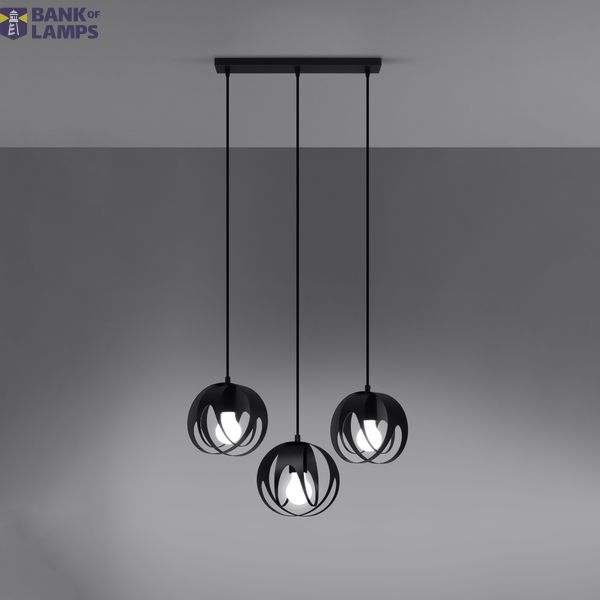 HANGING LAMP TULOS 3L BLACK E27 3X60W IP20 image 7