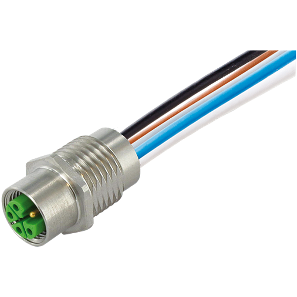 M12 Power female recept. K-cod. front PE-X-wires 5x2.5 UL 1m image 1