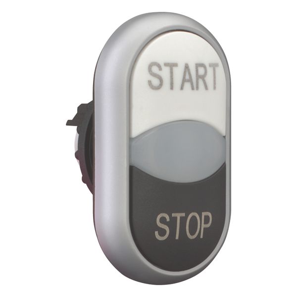 M22-DDL-WS-GB1/GB0 Double actuator pushbutton, RMQ-Titan, Actuators and indicator lights non-flush, momentary, White lens, white, black, inscribed, Bezel: titanium, STAR image 12