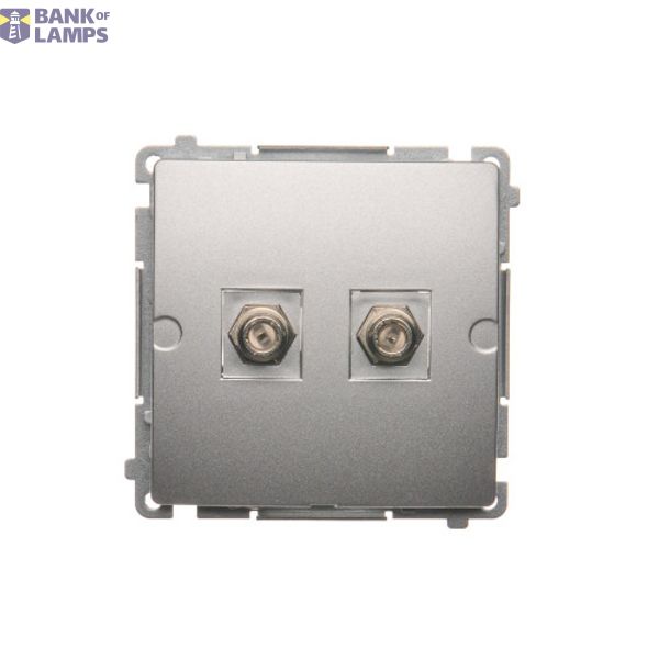 Double aerial socket type "F", Silver matt, metalic image 1
