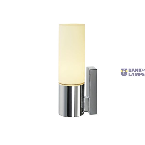 DEVIN SINGLE wall light, E14, round, chrome, frosted glass, E14, max. 12W, IP44 image 1