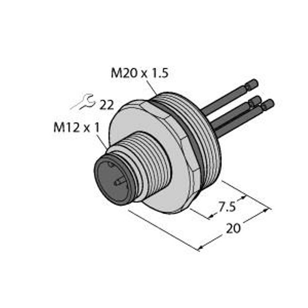 Male Receptacle with Stranded Wires, Front-mounted   EC-FS5-0.5/20 image 1